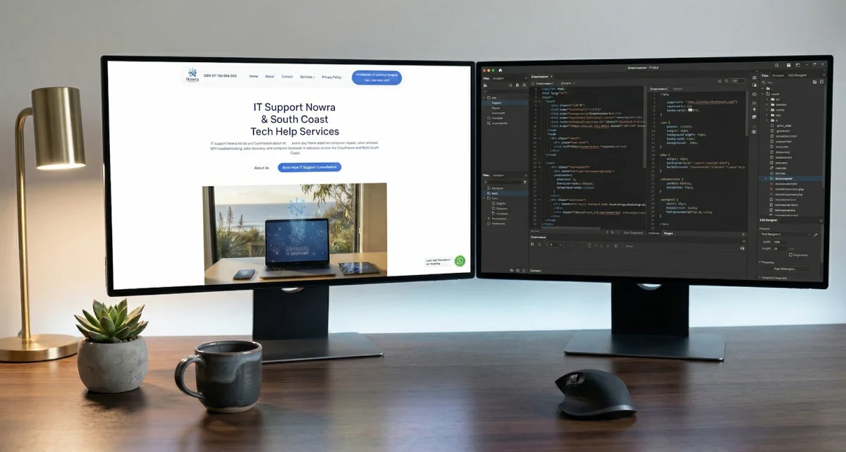 Website design Nowra — professional business websites displayed on desktop monitor and laptop